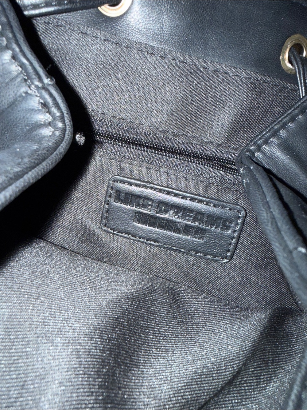 Quilted Black Drawstring Backpack - Picture 2 of 7